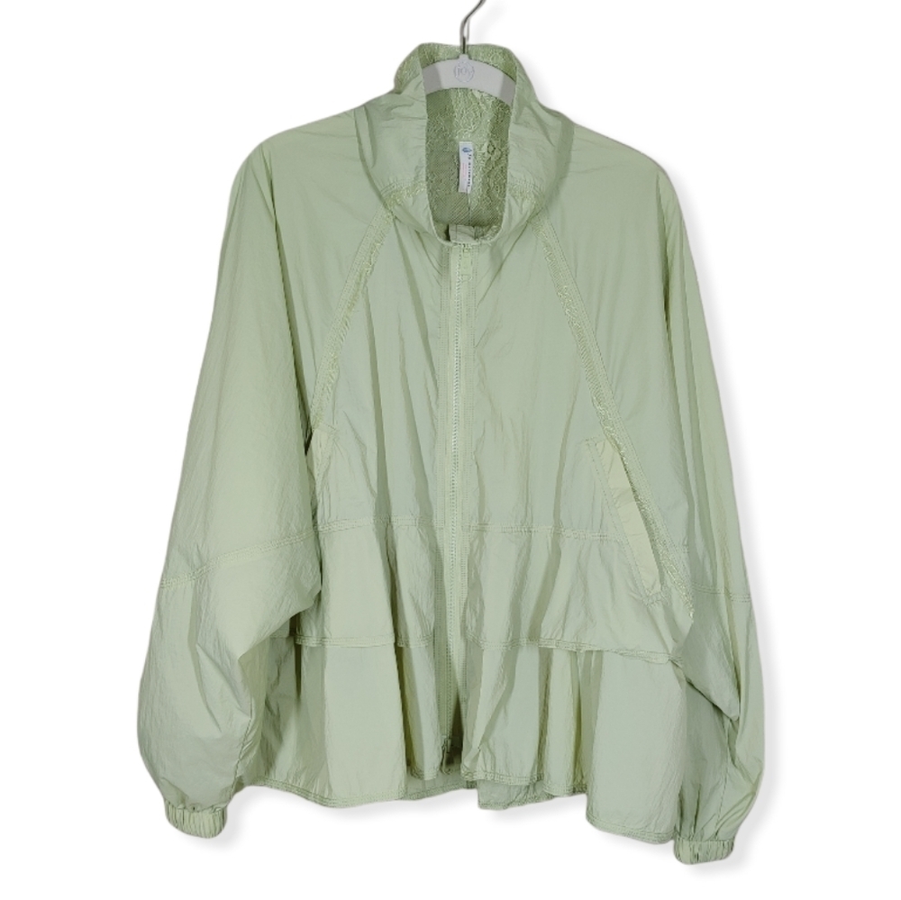 Free People Green Namaslay Ruffle Lace Jacket XS